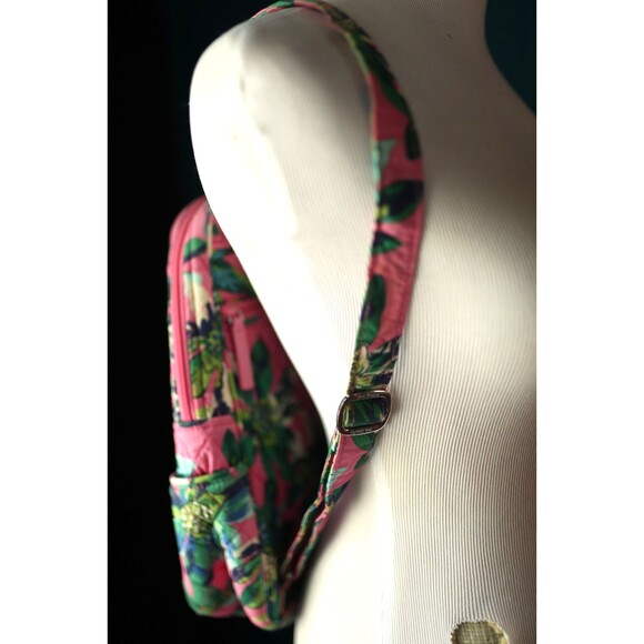 Vera Bradley Campus Backpack Quilted Tropical Paradise Pink Floral Zip Pocket main image 4